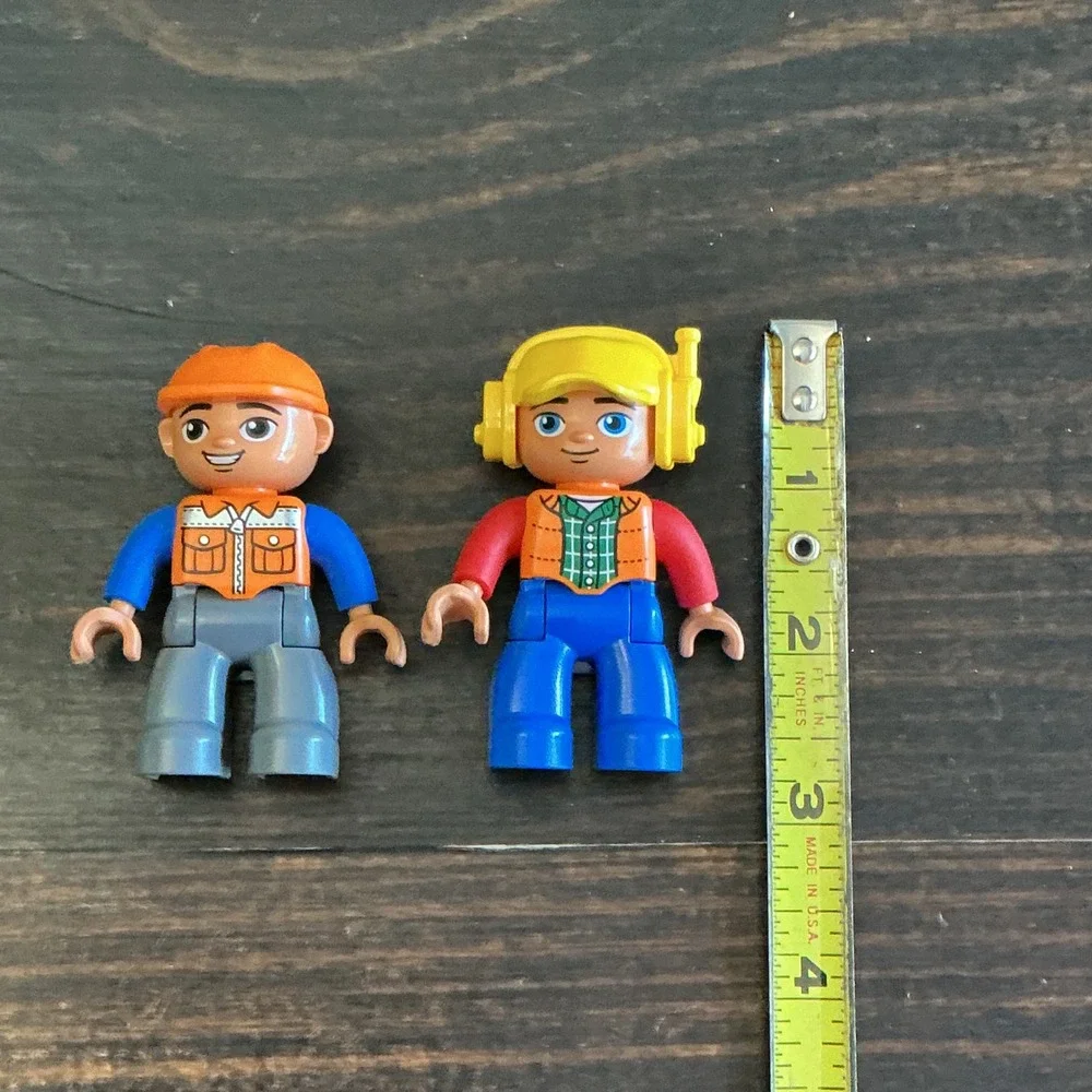 LEGO Duplo Construction Worker Minifigure Lot 2 Figures‎ Hard Hat Radio Headset